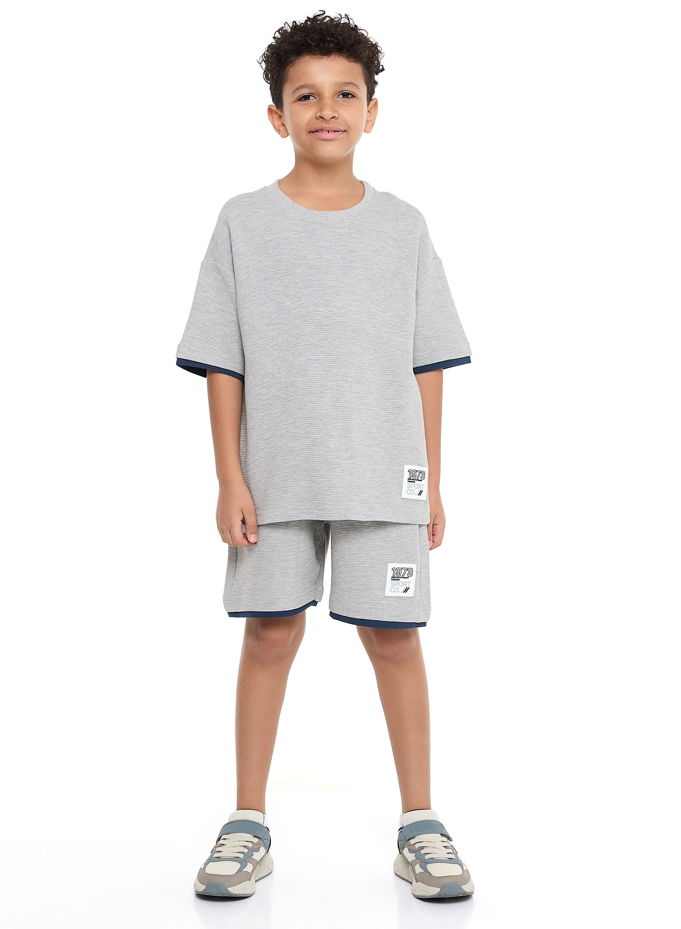 Victor And Jane Boys' Cord Set “ Grey T-Shirt And Shorts Outfit