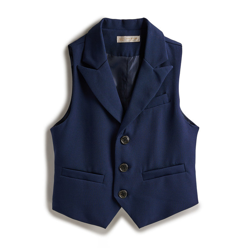 Navy Waistcoat And Pant Set With Shirt And Bow Tie