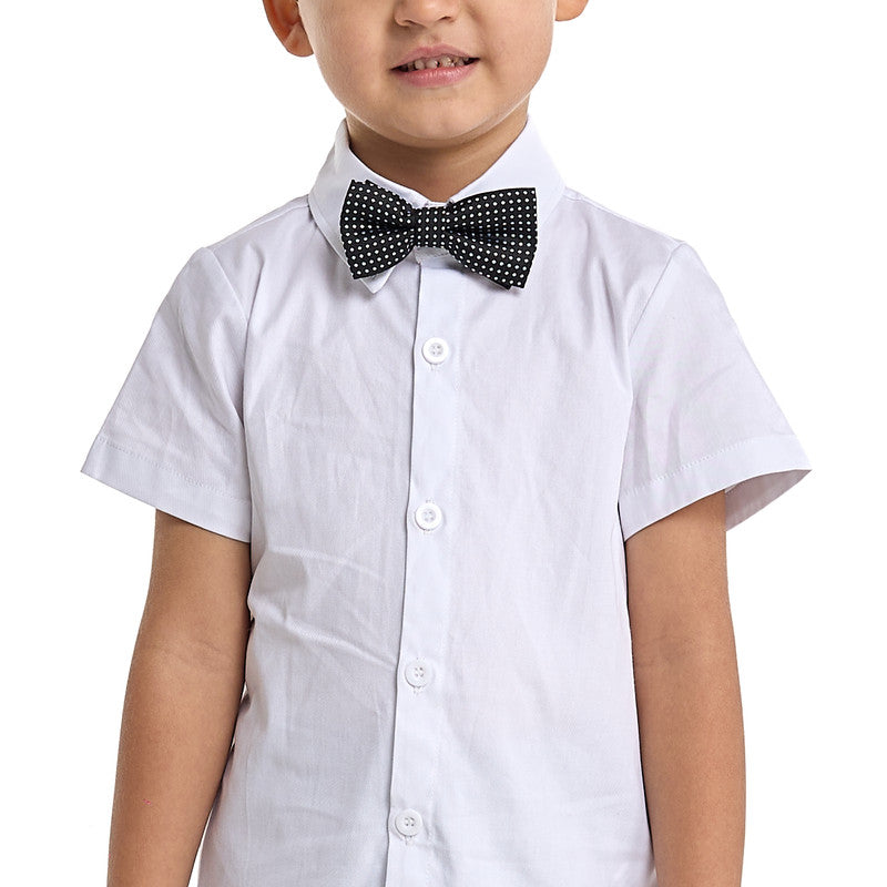 Gray Waistcoat And Short Set With Shirt And Bow Tie