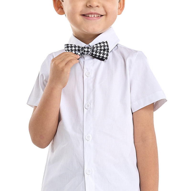 Gray Shorts And Braces Set With Shirt And Bow Tie