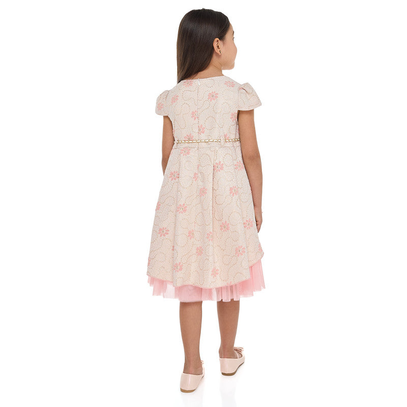 Chic Jacquard Peach  Party Dress With Mesh & Decoration