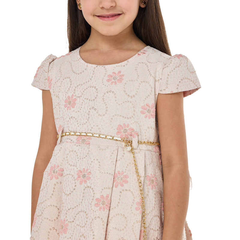 Chic Jacquard Peach  Party Dress With Mesh & Decoration