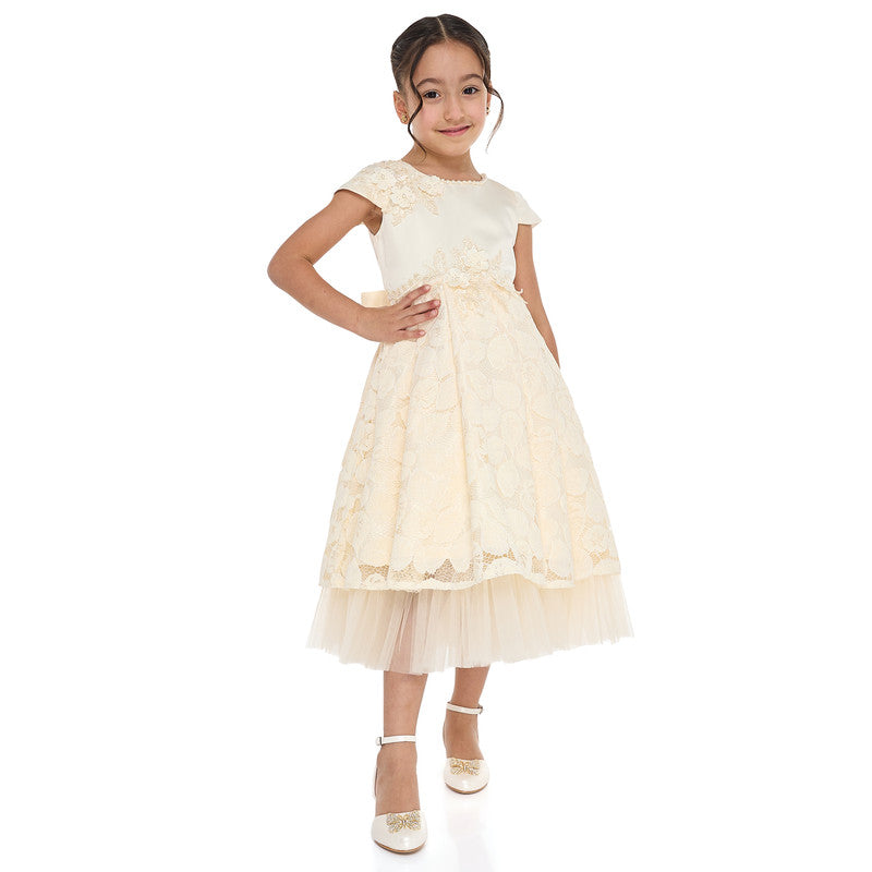 Chic Pink Satin & Lace Party Dress With Mesh & Decoration