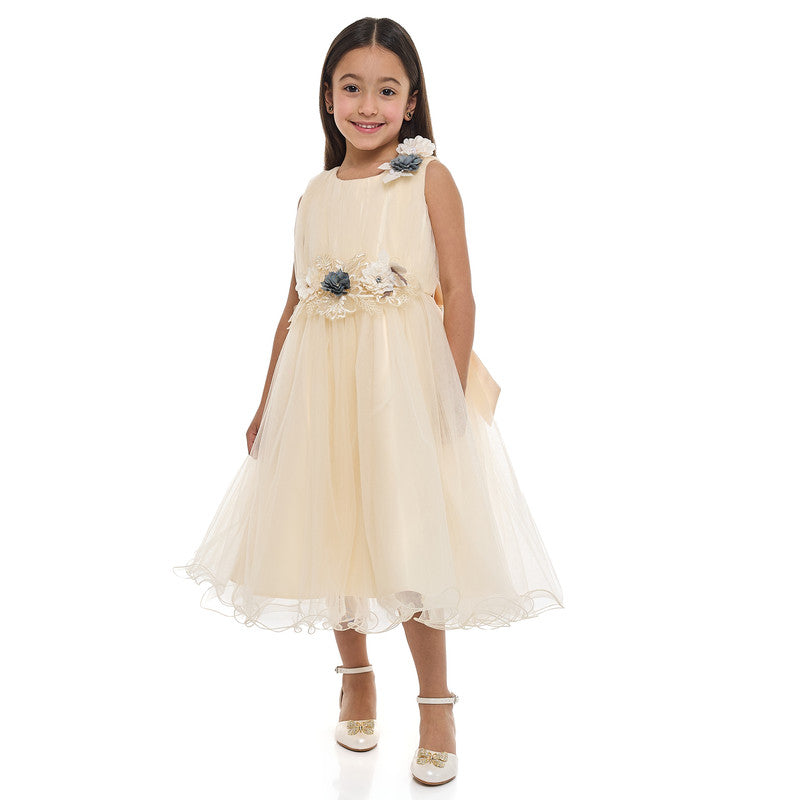 Girls Champagne Tulle Dress