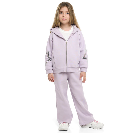 Girls Starstruck Fleece Tracksuit – Lilac 2-Piece Set