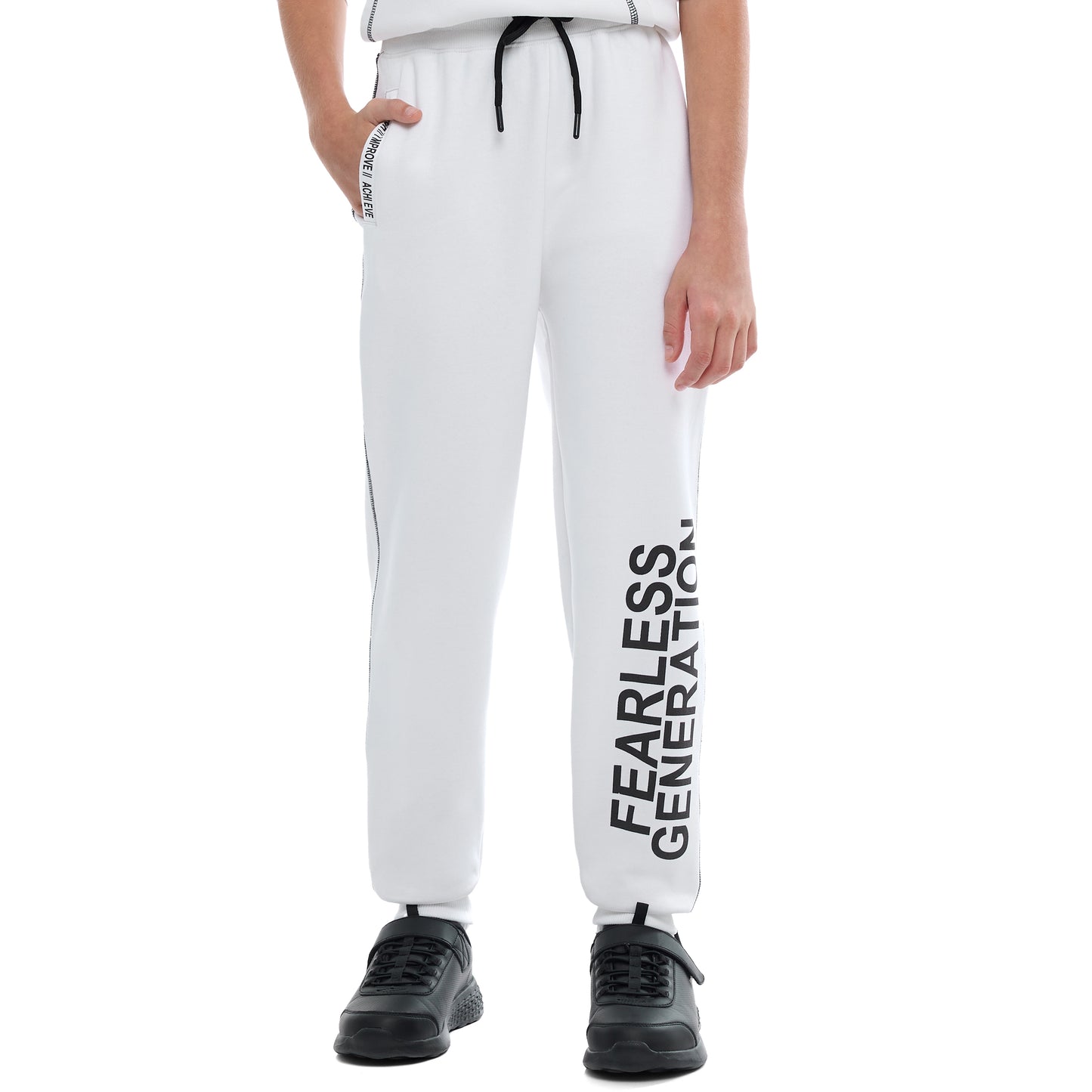 Boys Relaxed Fit Off-White Hoodie & Joggers Set |