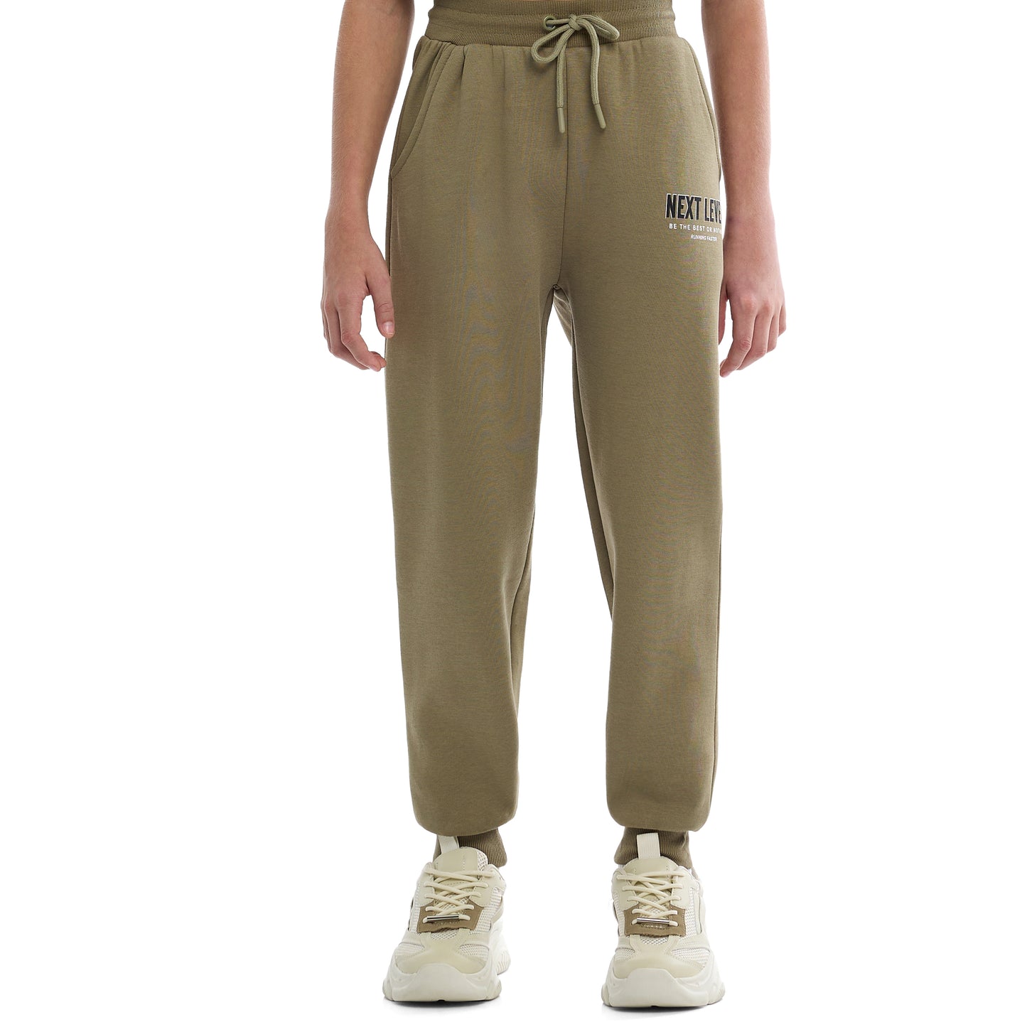 Boys Stylish Olive Green Pullover Hoodie with Kangaroo Pocket and Joggers