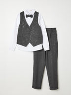 Dark Grey Waistcoat, Shirt, Trousers & Bow Tie Set (3 Years–8 Years)