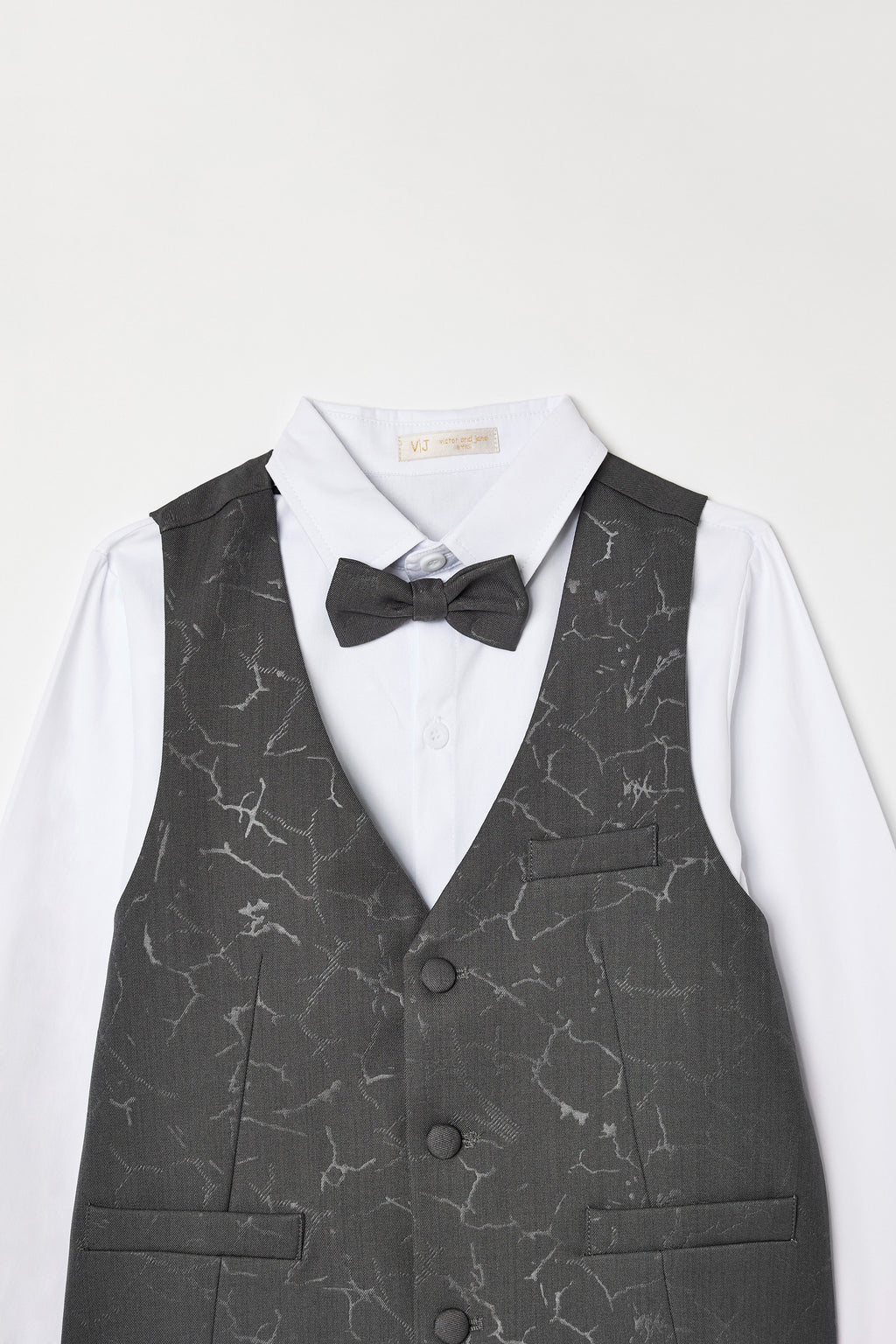 Dark Grey Waistcoat, Shirt, Trousers & Bow Tie Set (3 Years–8 Years)