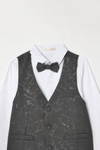 Dark Grey Waistcoat, Shirt, Trousers & Bow Tie Set (3 Years–8 Years)