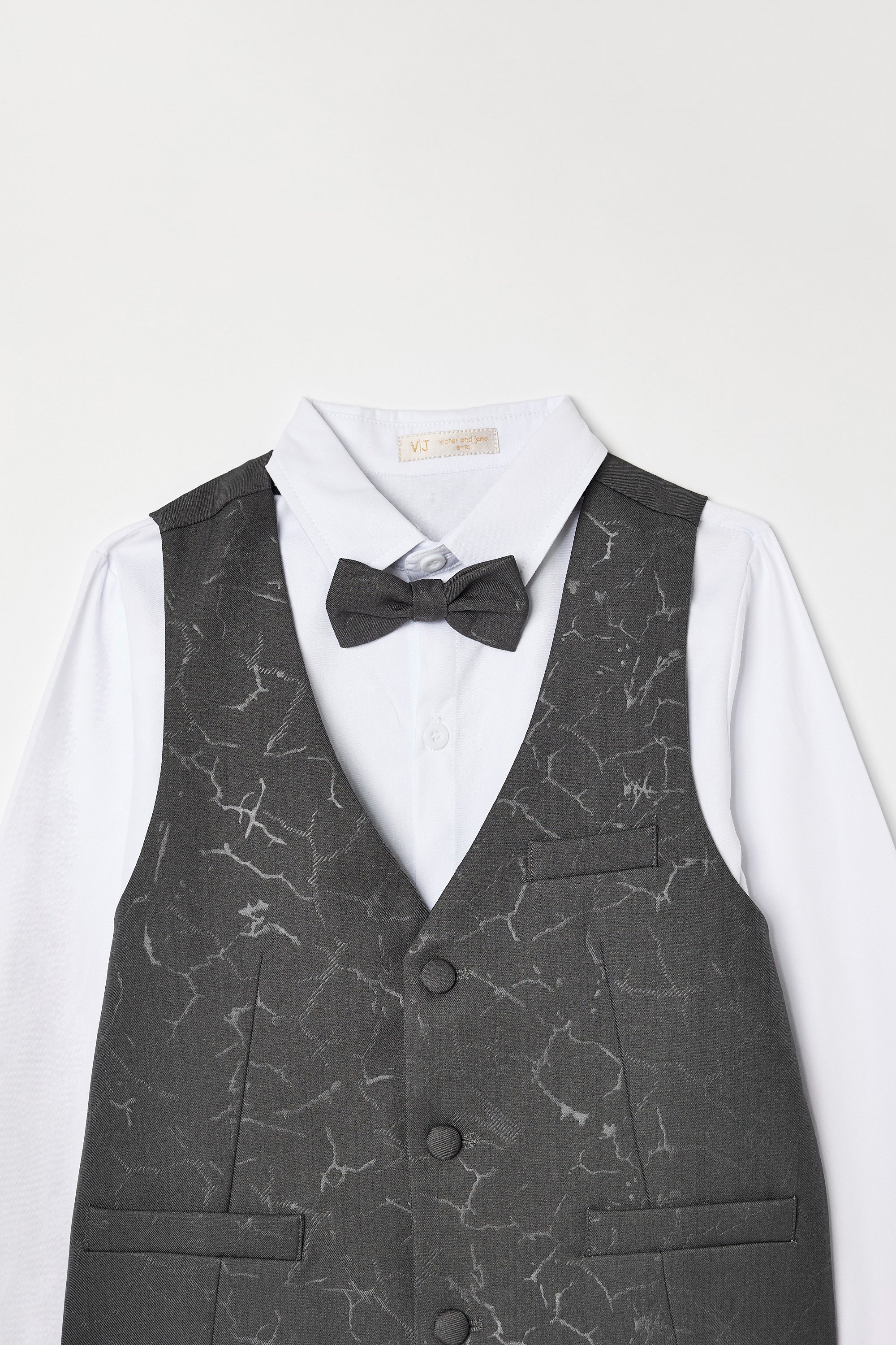 Dark Grey Waistcoat, Shirt, Trousers & Bow Tie Set (3 Years–8 Years)