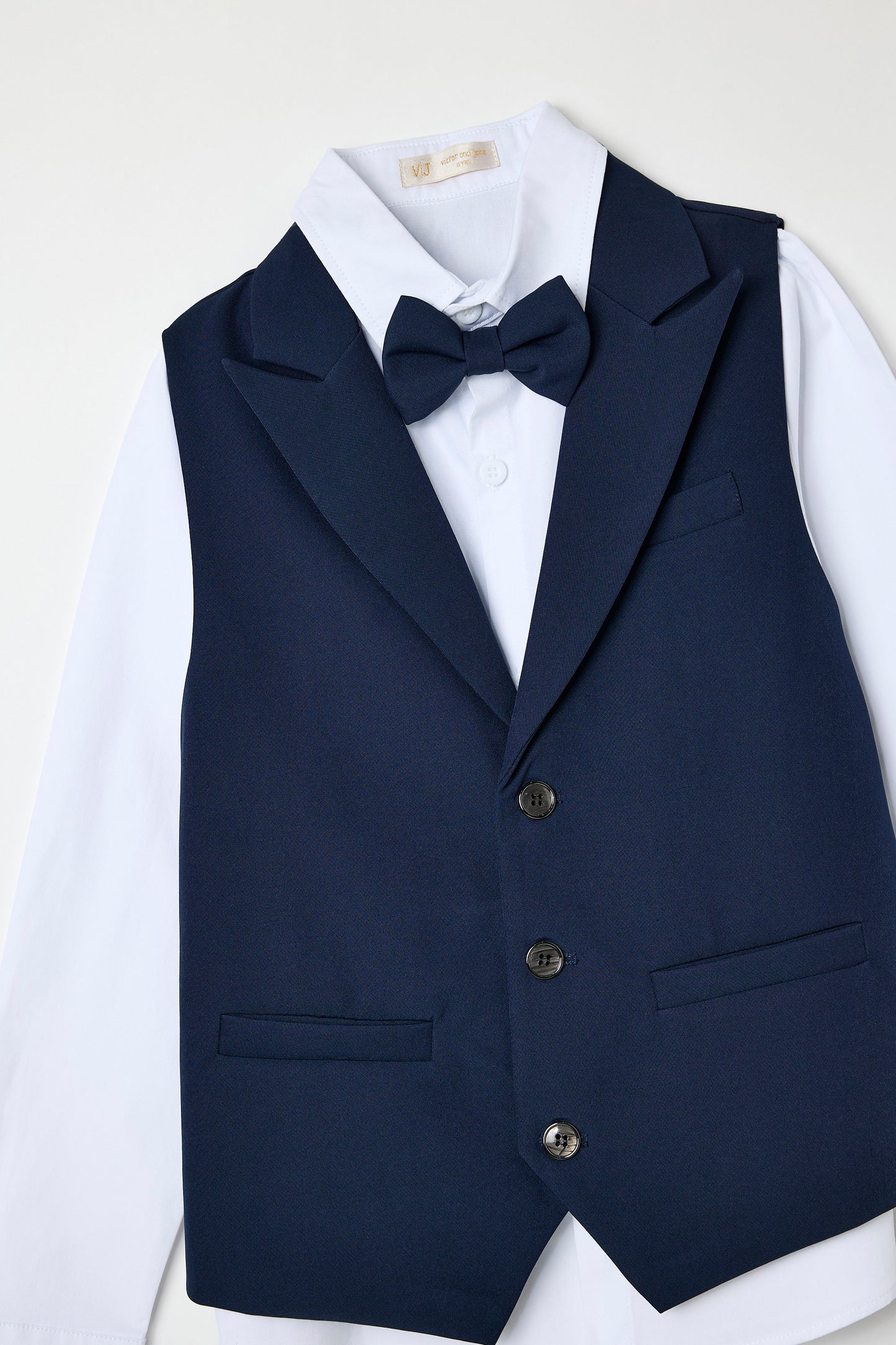 Boys 4 Pc Set Blue Waistcoat, Shirt, Trousers & Bow Tie Set (3 Years–8 Years)