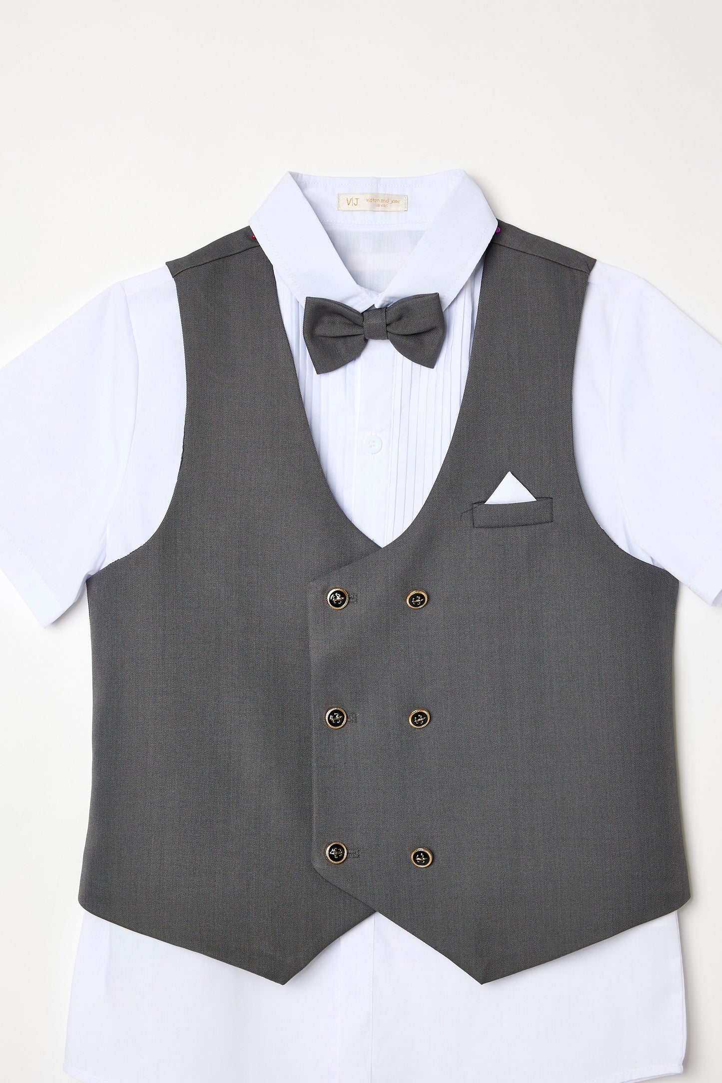 Boys 4 Piece Set Waistcoat, Shirt, Trousers & Bow Tie Set (3 Years–8 Years)
