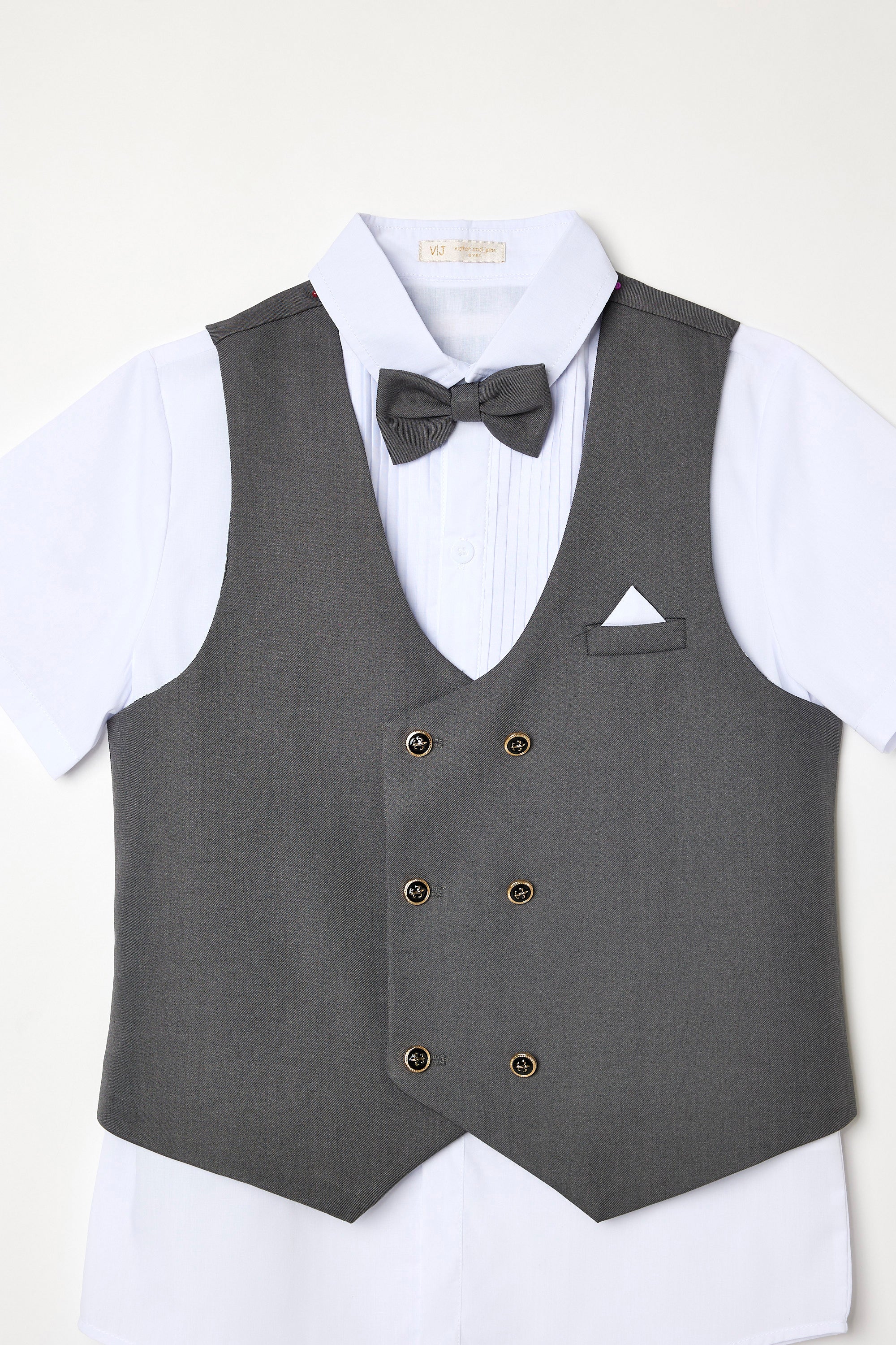 Boys 4 Piece Set Waistcoat, Shirt, Trousers & Bow Tie Set (3 Years–8 Years)