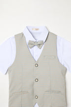 Neutral Waistcoat, Shirt, Shorts & Bow Tie Set