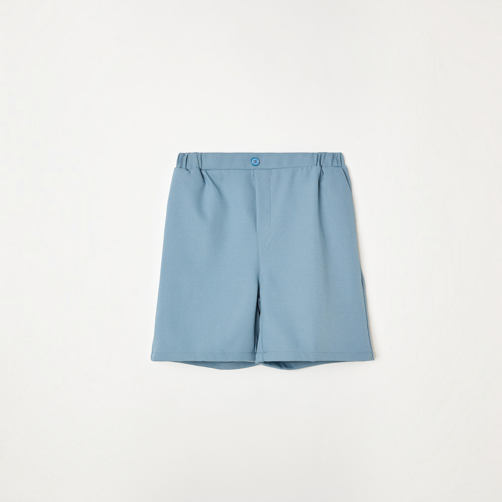 victor and jane boys blue tailored shorts with an elasticated waistband and button detail