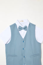 Boys 4 Pc Set Waistcoat, Shirt, Shorts & Bow Tie Set