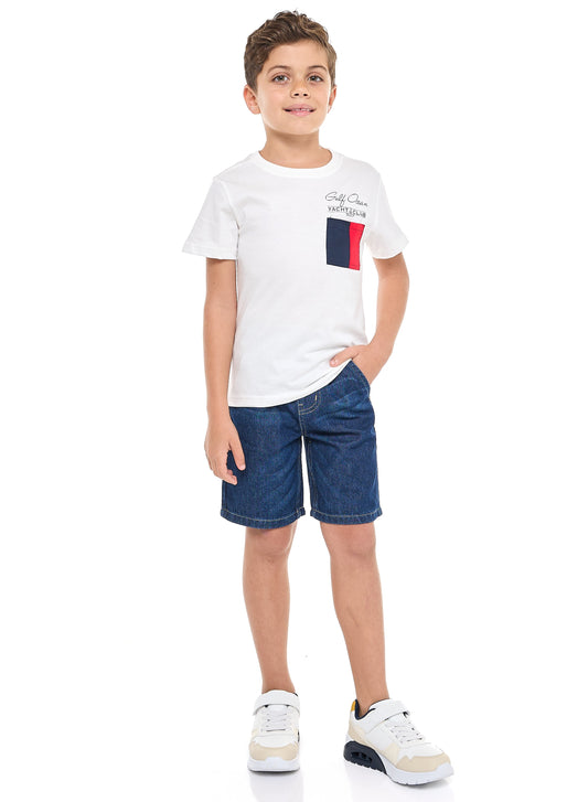 Victor and Jane Boys' T-Shirt & Denim Shorts Set with Pocket detail