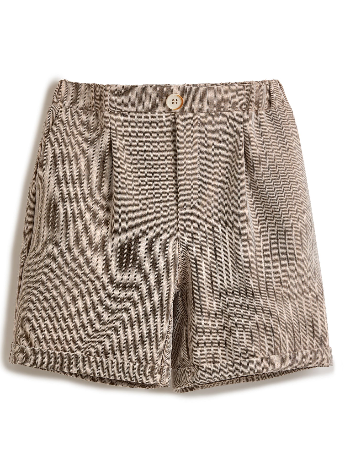 Neutral/Beige Waistcoat And Short Set With Shirt And Bow Tie