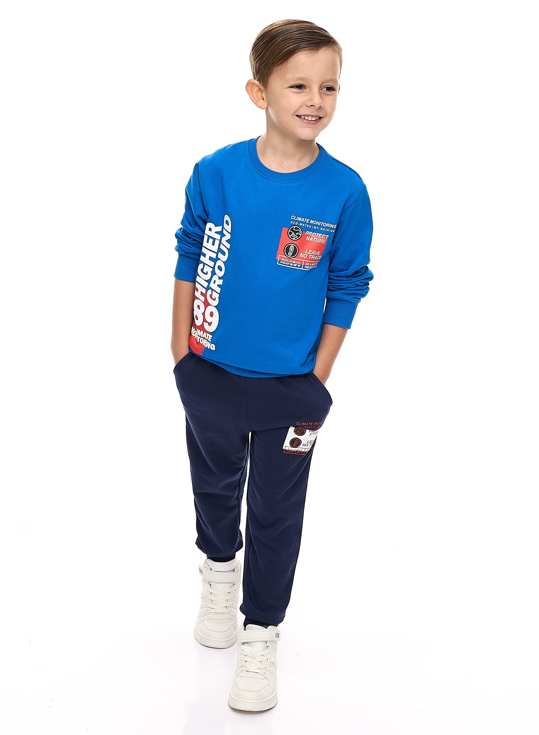Boys' 2-Piece Sweatshirt And Jogger Set - Royal Blue/Navy