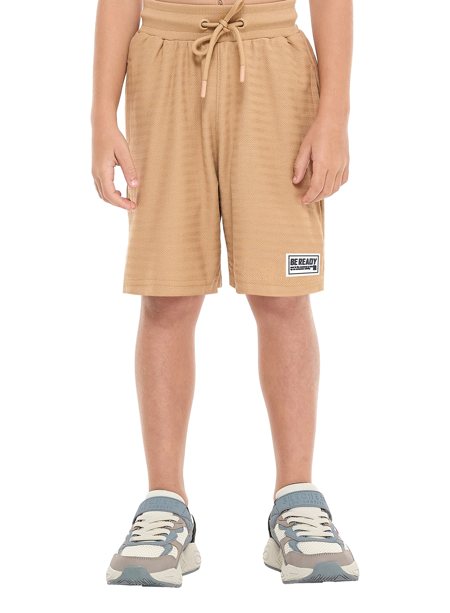 Victor and Jane Boys' Jacquard Set – Sand Colour Striped Design with Textured Material