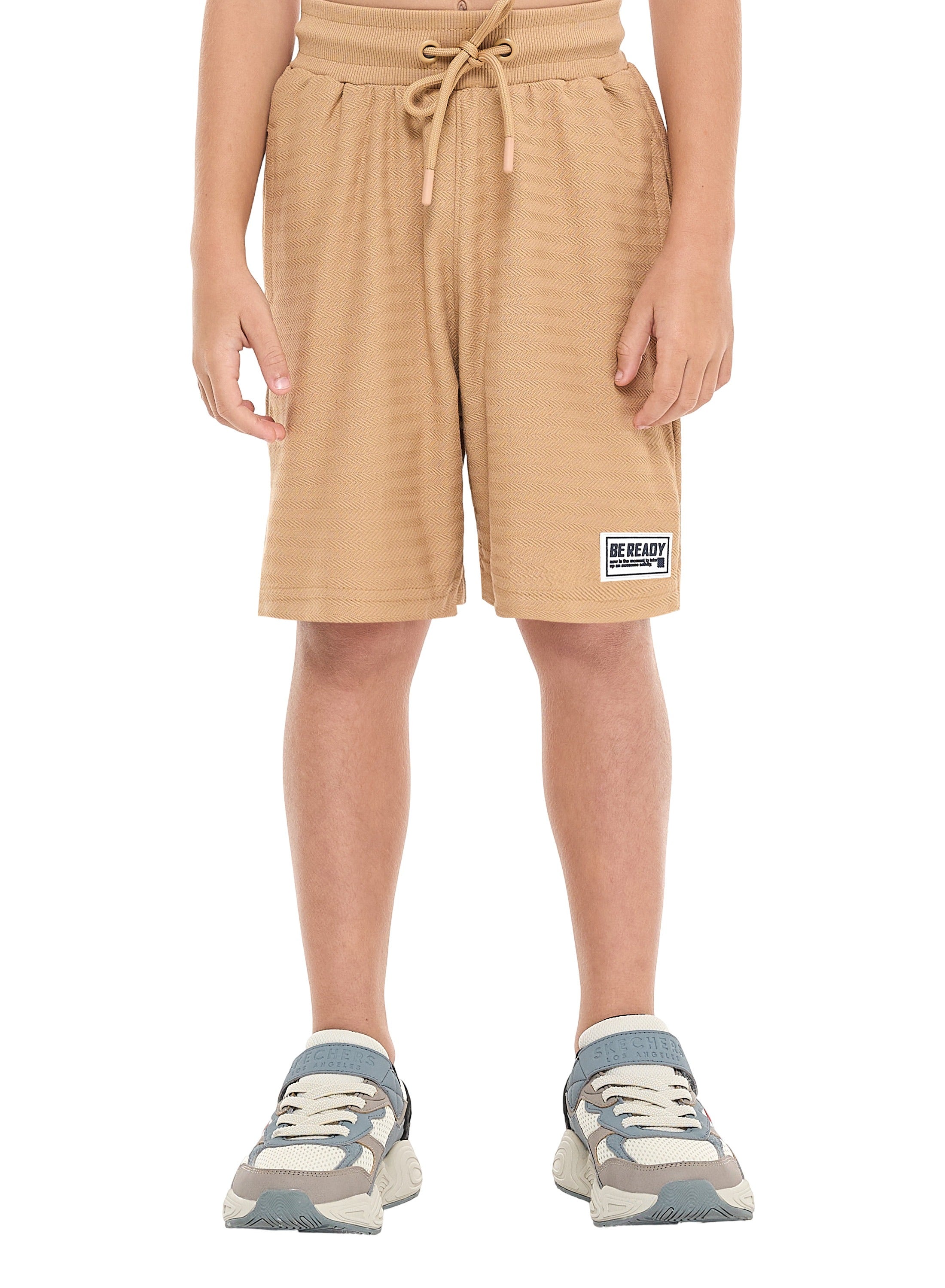 Victor And Jane Boys' Jacquard Set “ Sand Colour Striped Design With Textured Material