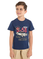 Victor And Jane Classic Navy And Khaki Cotton T-Shirt & Pull-On Shorts Boys Set