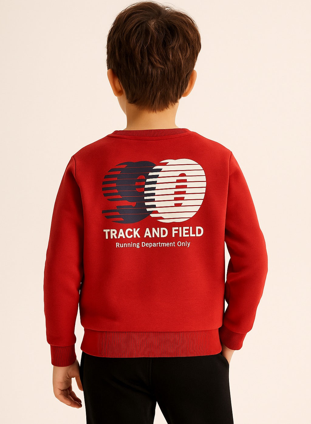 Boys' Red "Track & Field" Graphic Sweatshirt