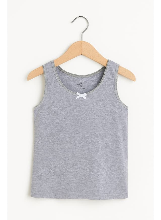 "3-Pack Girls' Cotton Vests “ Neutral Basics In Black, White & Grey "