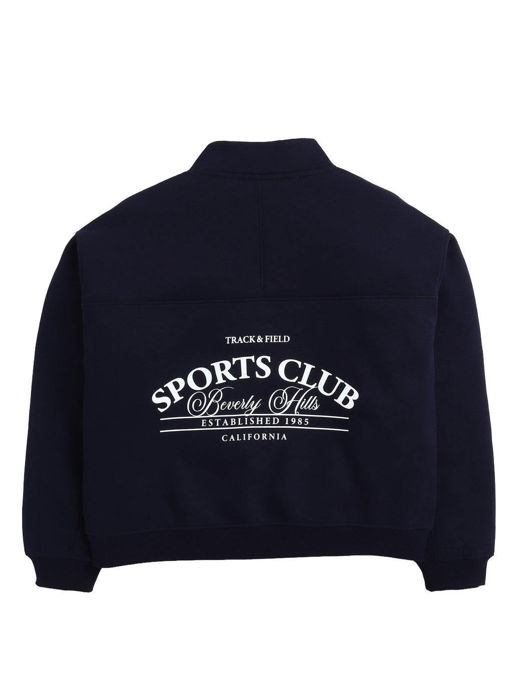 Œsports Club” Girls' Half-Zip Sweatshirt “ Navy | 100% Cotton Fleece |