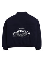 Œsports Club” Girls' Half-Zip Sweatshirt “ Navy | 100% Cotton Fleece |