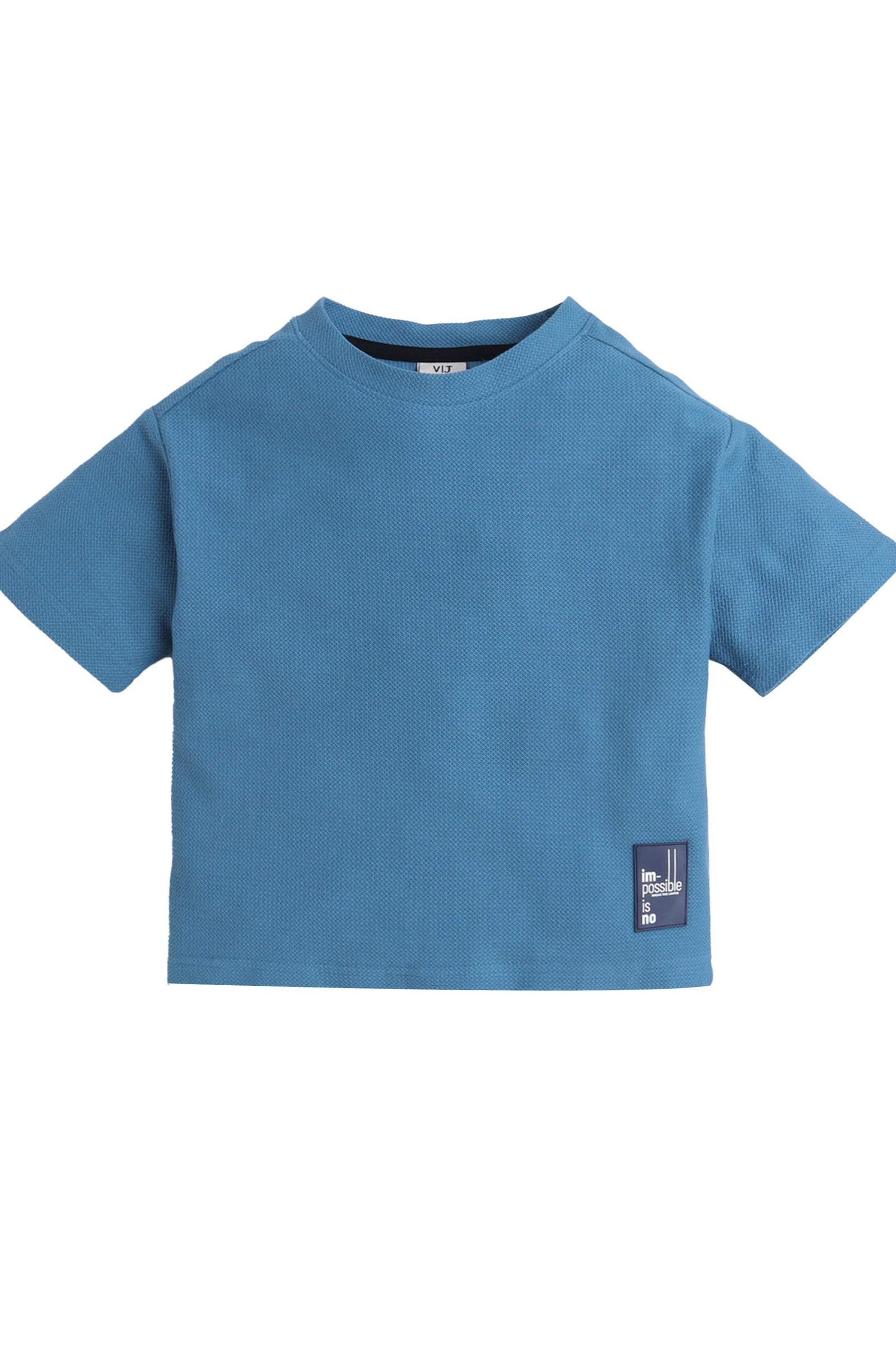 Junior Boys Textured Cotton T-Shirt