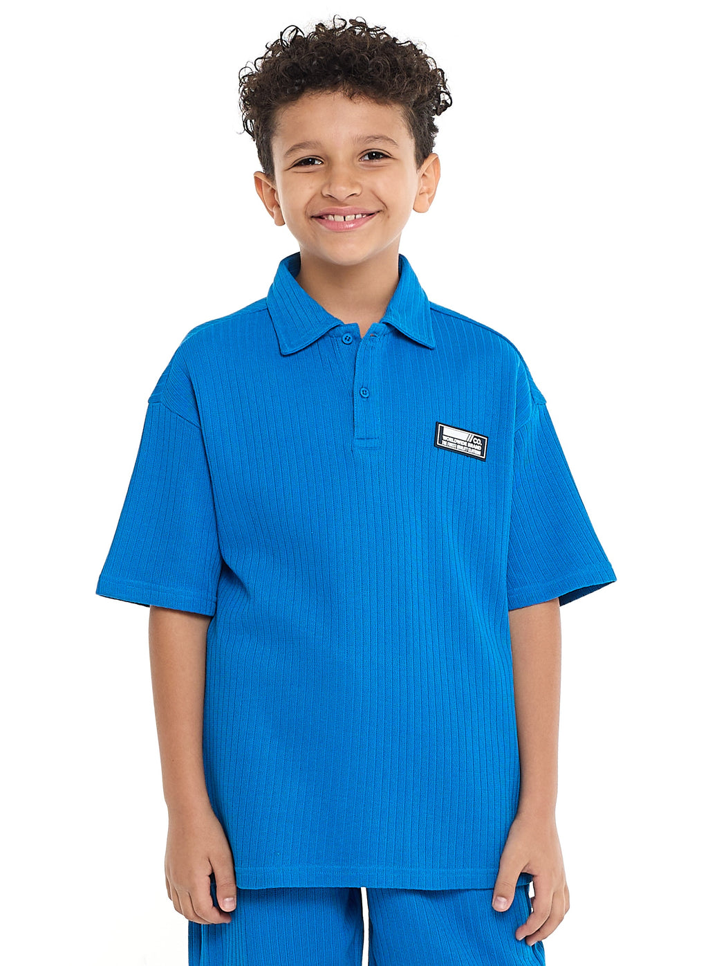Victor And Jane Boys' Jacquard Set “ Blue 2-Piece Outfit With Label Detail