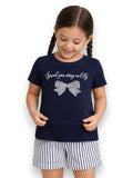 Girls’ T-Shirt & Woven Striped Shorts Set