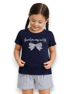 Girls’ T-Shirt & Woven Striped Shorts Set