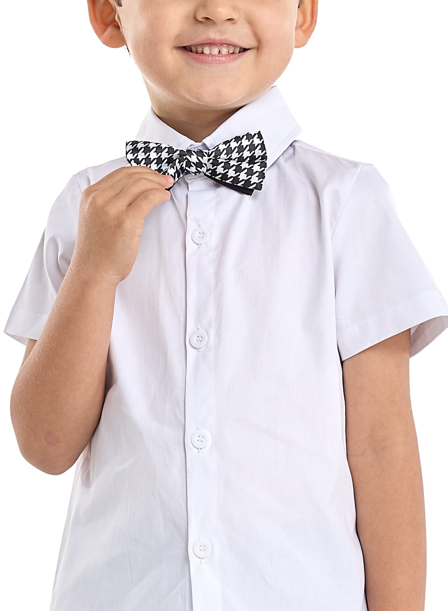 Gray Shorts And Braces Set With Shirt And Bow Tie