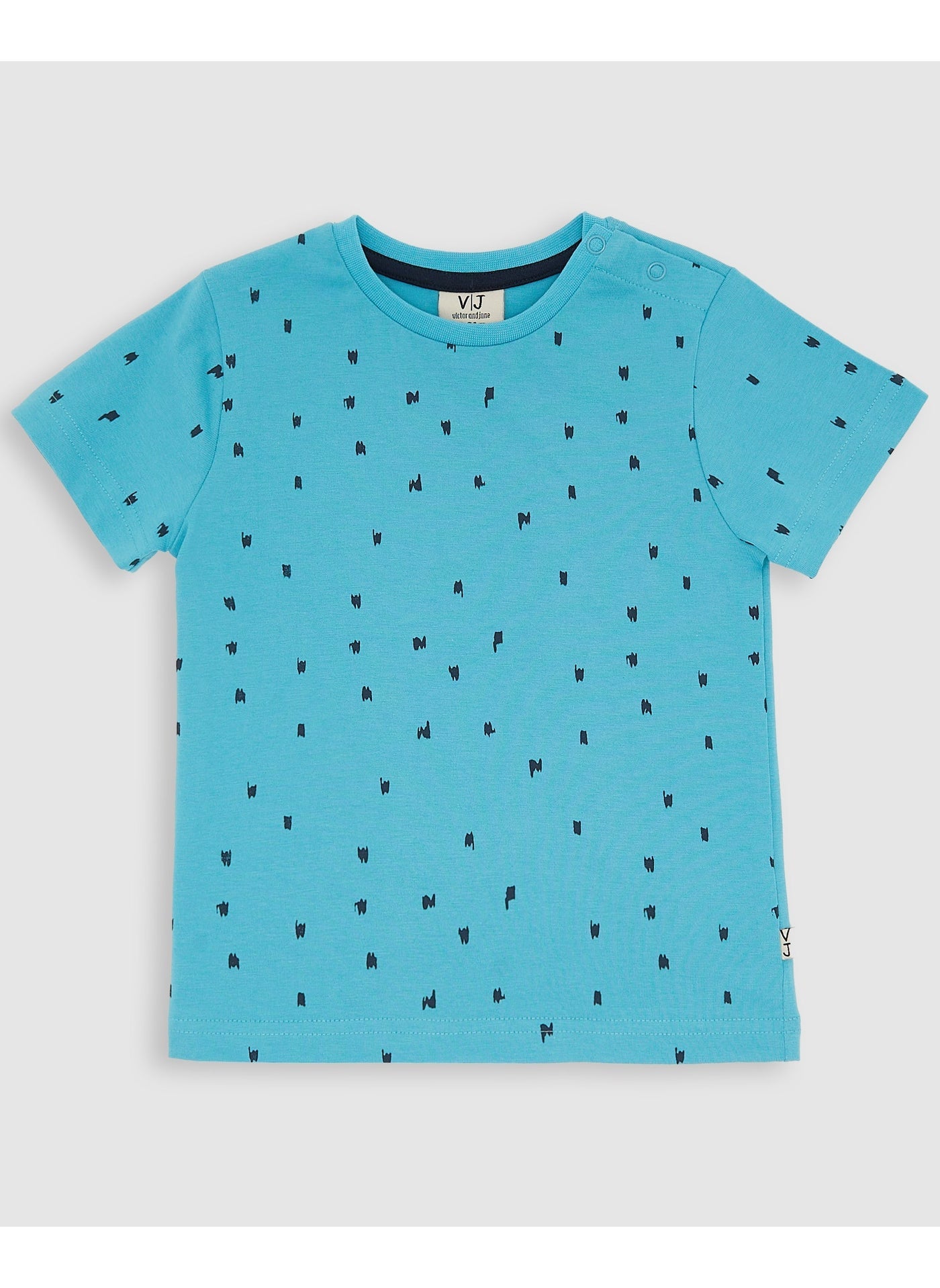 Victor and Jane Cotton All Over Printed Short Sleeve T-Shirt & Shorts/Co-ord Set - Blue