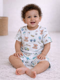 Infant Boys Vehicle Print Cotton Pajama Set “ Soft T-Shirt & Shorts Nightwear