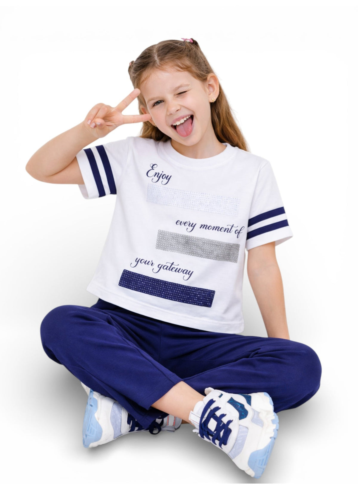 Girls Print T Shirt Set