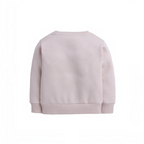 Back view of a plain light pink girls sweatshirt by victor and jane with ribbed cuffs and hem