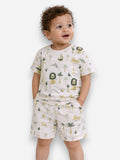 Infant Boys Safari Print Cotton Pajama Set “ Soft T-Shirt & Shorts Nightwear