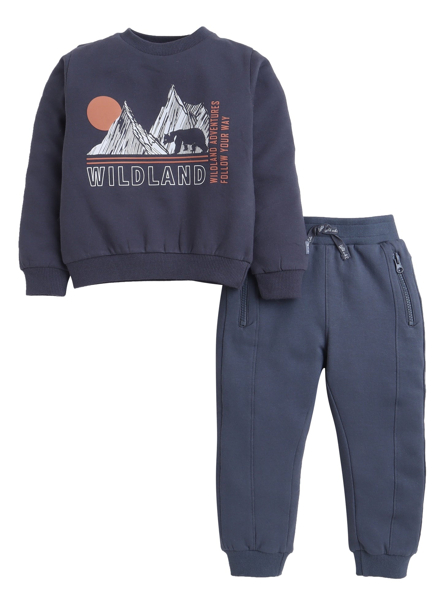 Boys Wildland Fleece Tracksuit – Grey 2-Piece Set