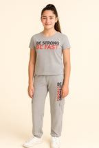 Girls' 2 Pc Set- Athleisure Top With Matching Joggers “ Stylish And Comfortable