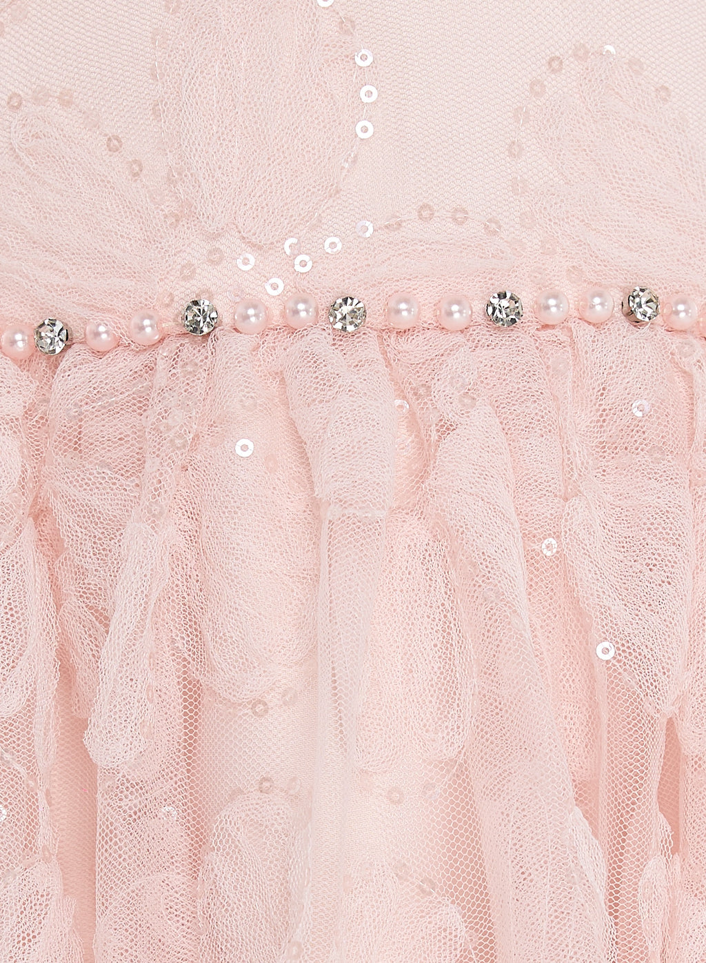 Girls Pink Flower Sequin Dress
