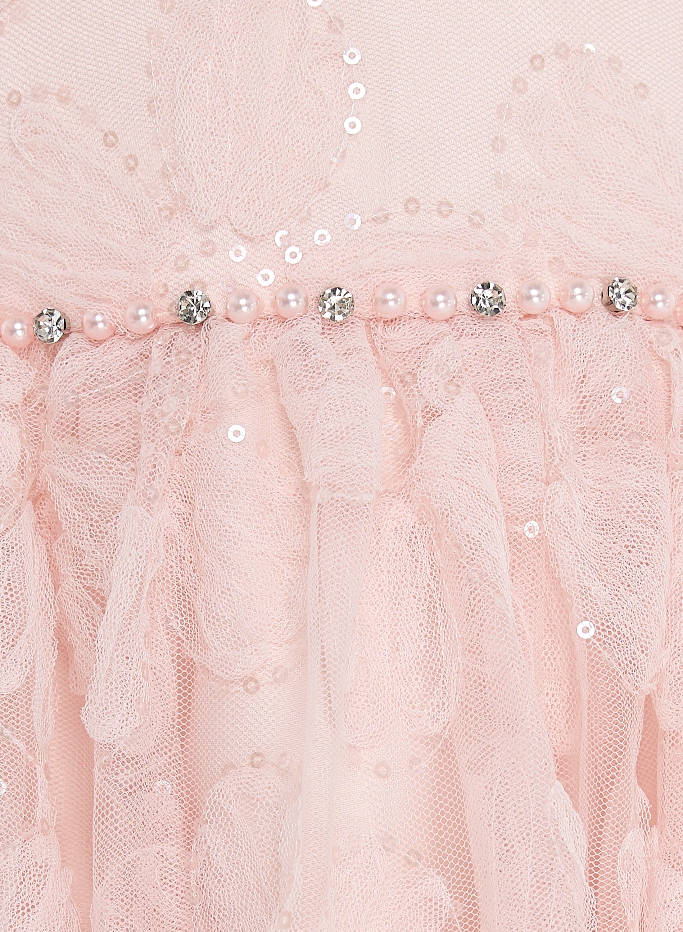 Girls Pink Flower Sequin Dress