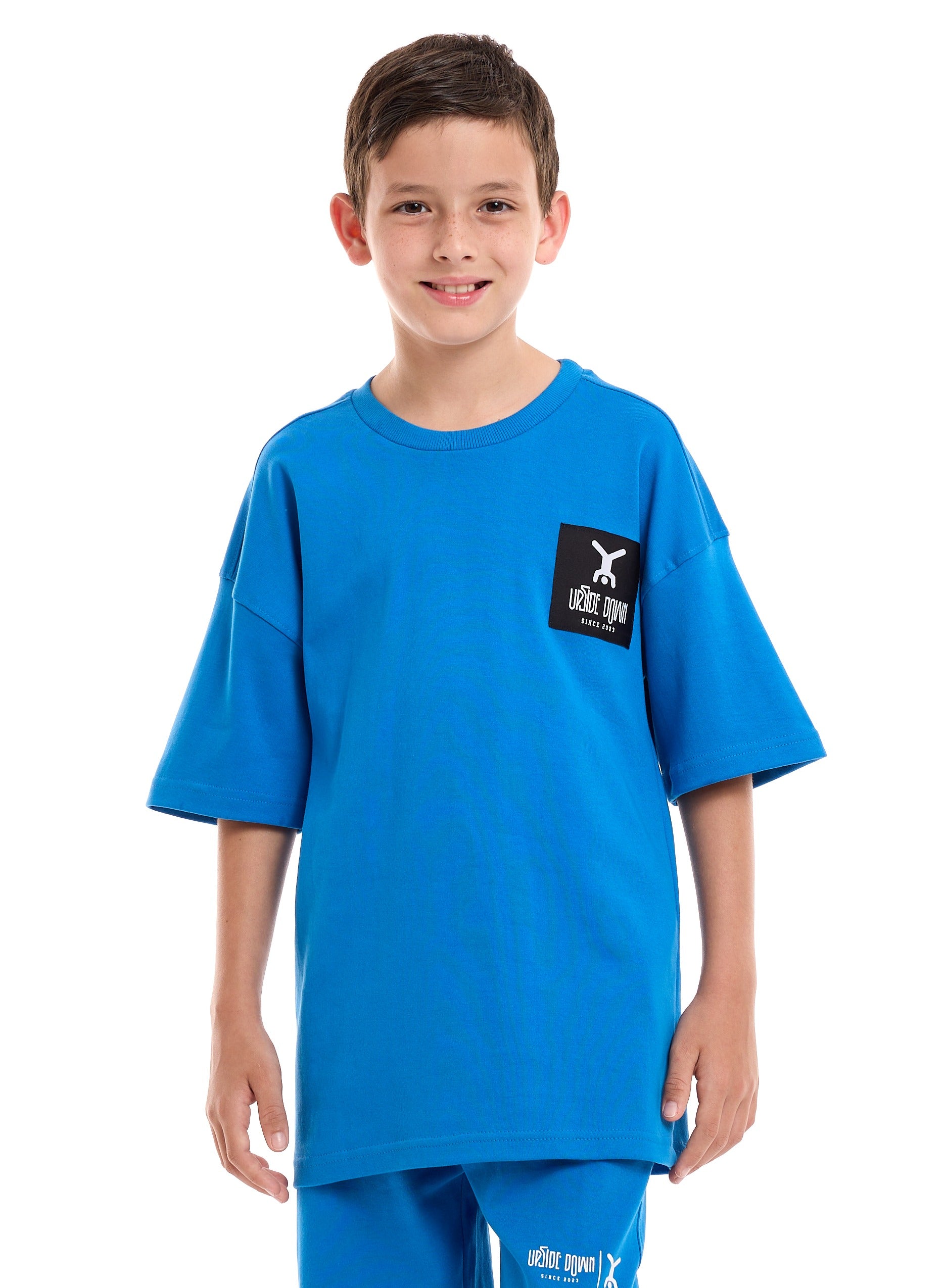 Victor and Jane  Alaska Geographic Polo T-shirt & Shorts Set - Blue/Grey