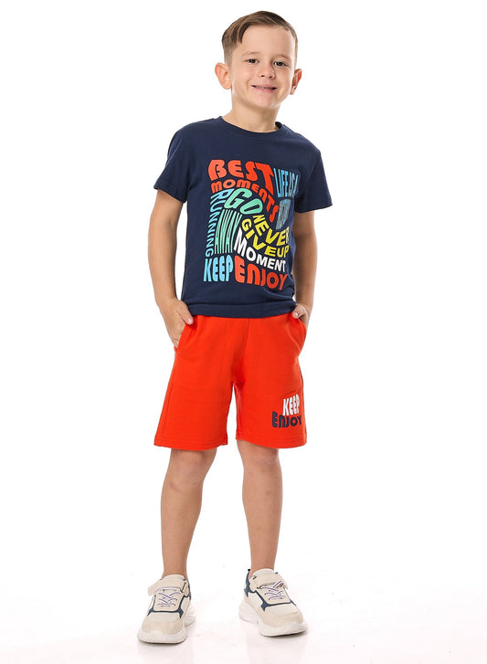 Victor and Jane Boys' 2PC Set – Best Moments - Navy & Orange