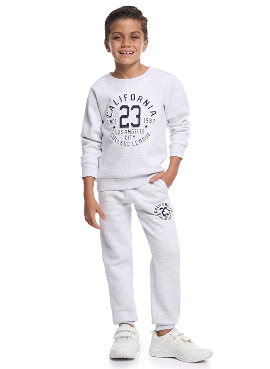 Boys’ Trendy Winter Co-ord Set – California Print in Soft Grey Melange