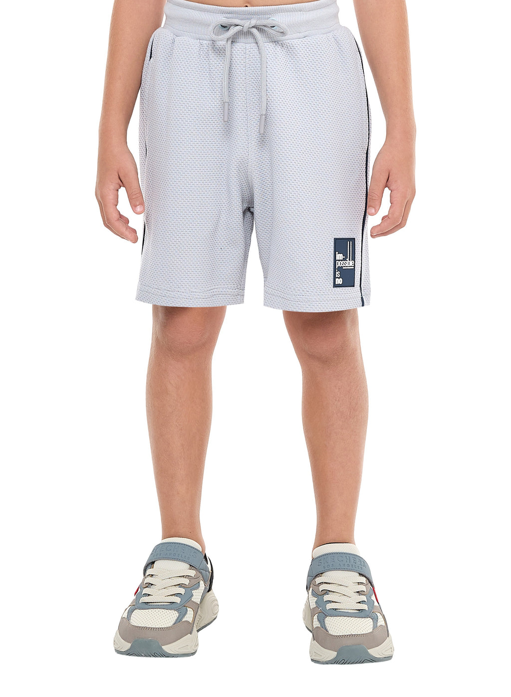 Oversized - Boys' Jacquard 2-Piece Set - T-Shirt With Badge Detail And Matching Shorts With Pockets,
