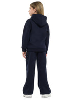 Girls Floral Embroidered Fleece Tracksuit “ Navy 2-Piece Set